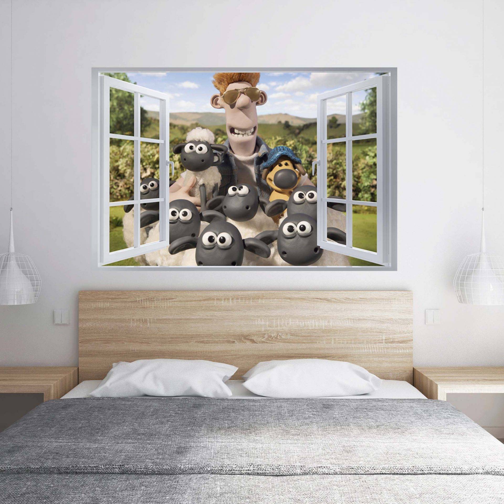Shawn the Sheep 3D Window Wall Decals kids Nursery Stickers Party Decor Gift Art 
