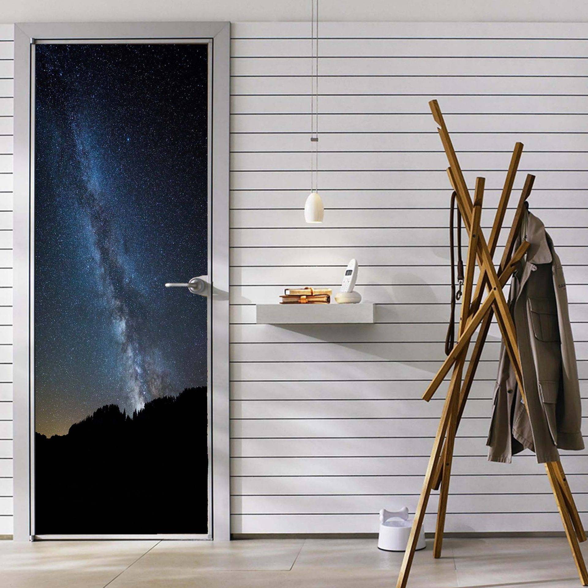 The Milky Way in The Space Door Decal Laminated Self Adhesive Sticker Art Mural