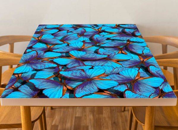 Blue Butterflies Laminated Vinyl Cover Self-Adhesive for Desk and Tables
