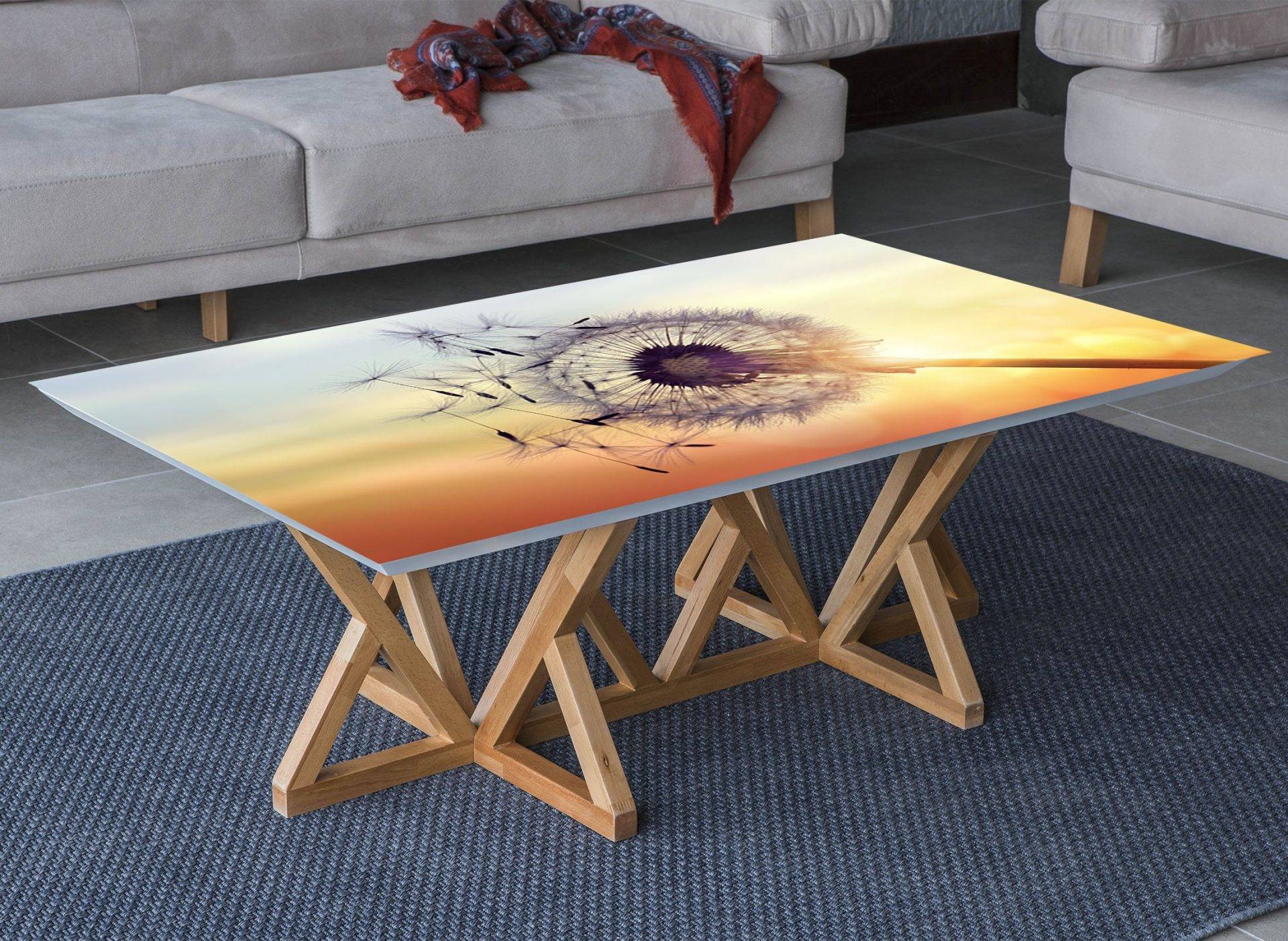 Dandelion Sunset View Laminated Vinyl Cover Self-Adhesive for Desk and Tables