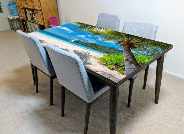 Summer Beach Vacation Laminated Vinyl Cover Self-Adhesive for Desk and Tables