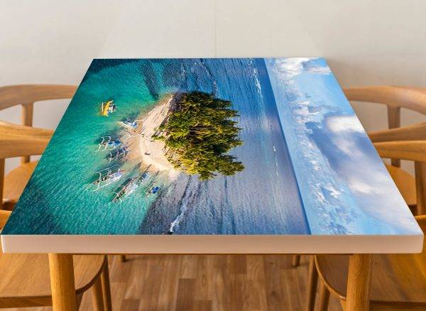 Boat Island Ocean Laminated Vinyl Cover Self-Adhesive for Desk and Tables