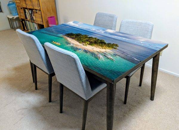 Boat Island Ocean Laminated Vinyl Cover Self-Adhesive for Desk and Tables