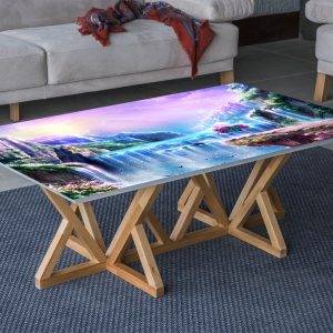 Magic Waterfall Mountain Laminated Vinyl Cover Self-Adhesive for Desk and Tables