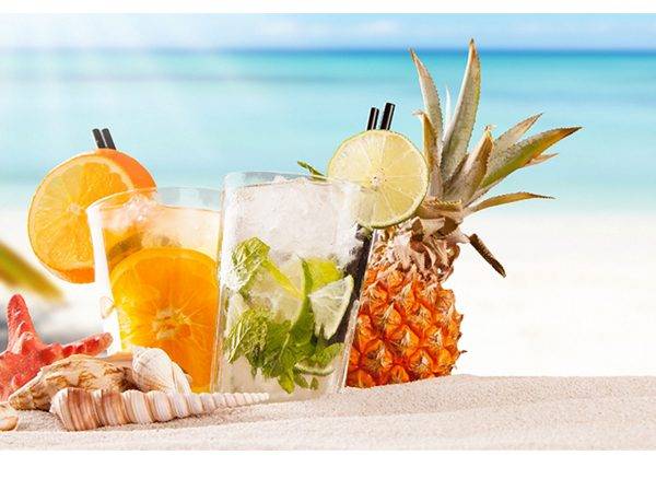 Fresh Beach Drinks Laminated Vinyl Cover Self-Adhesive for Desk and Tables