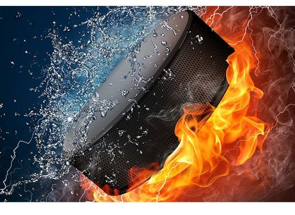 Hockey Puck Water & Fire Laminated Vinyl Cover Self-Adhesive for Desk and Tables