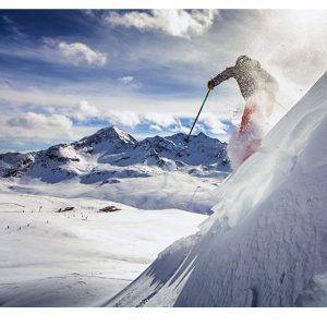 Skiing Winter Mountains Laminated Vinyl Cover Self-Adhesive for Desk and Tables