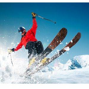 Skier Winter Mountains Laminated Vinyl Cover Self-Adhesive for Desk and Tables