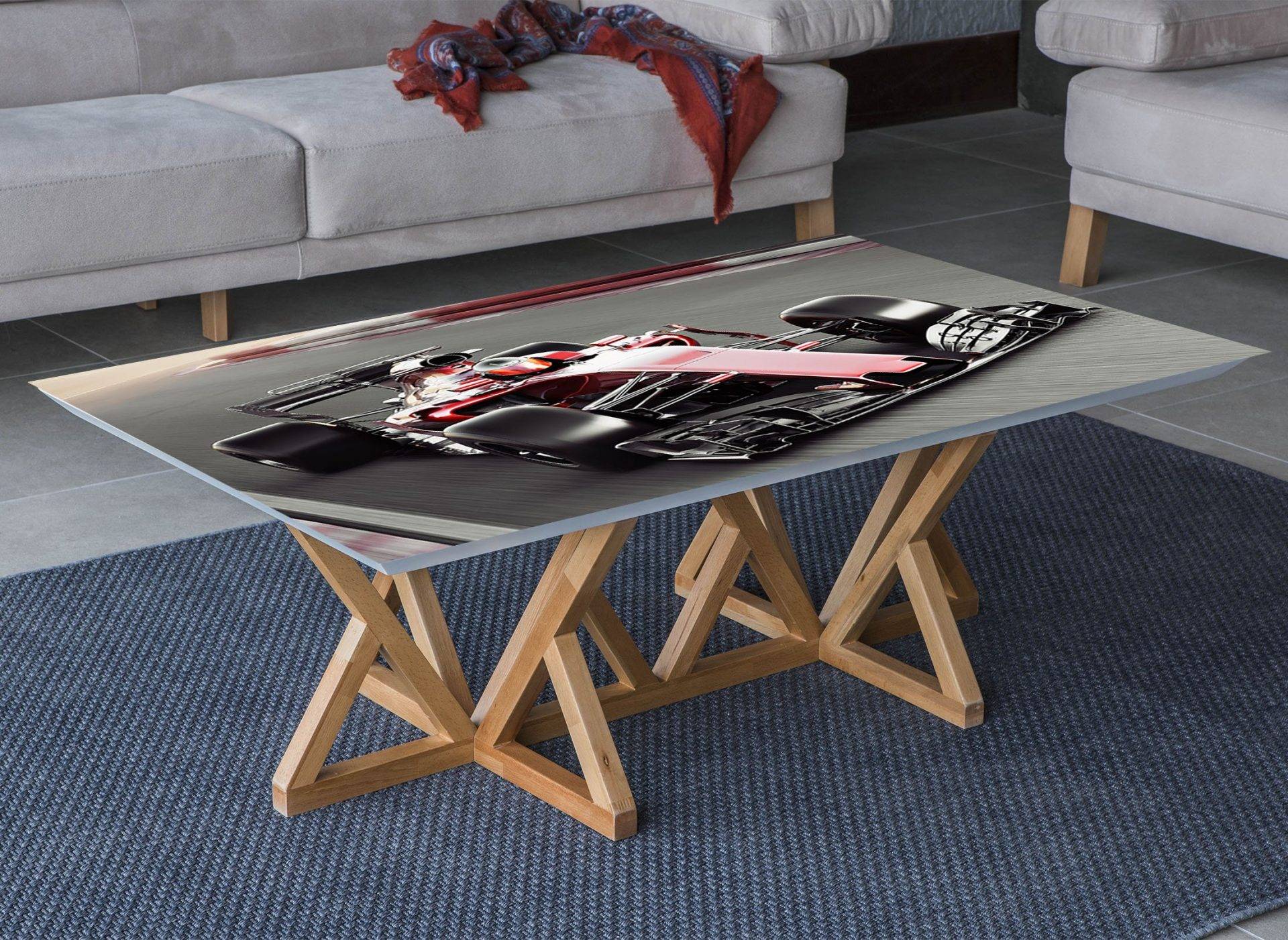 Formula Races Car Laminated Vinyl Cover Self-Adhesive for Desk and Tables