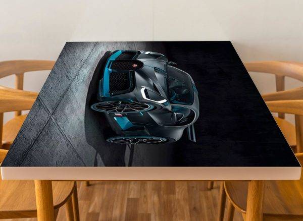 Bugatti Black Car Laminated Vinyl Cover Self-Adhesive for Desk and Tables