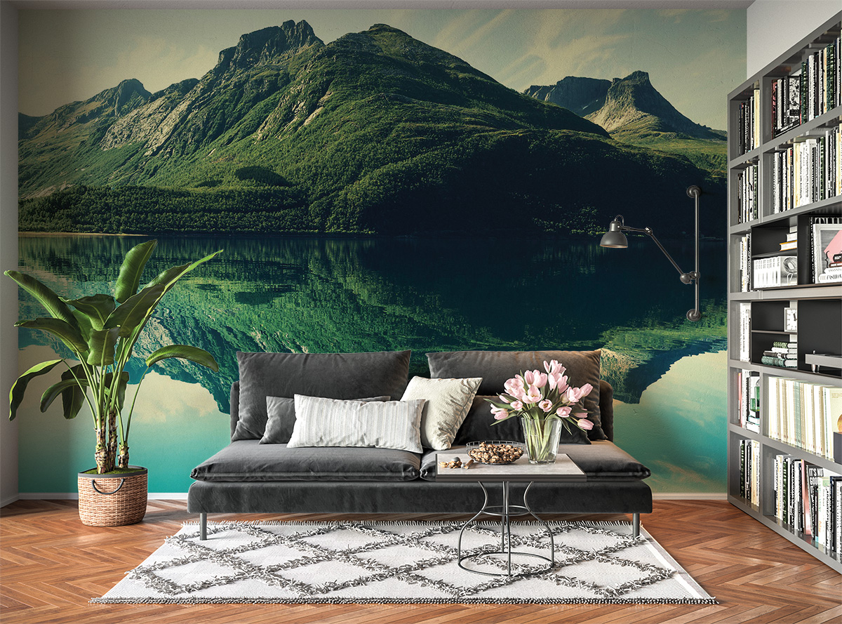 Mountain & River Landscape Wall Mural Wallpaper Art - Blue Side Studio Mountain & River Landscape Wall Mural Wallpaper Art - Blue Side Studio