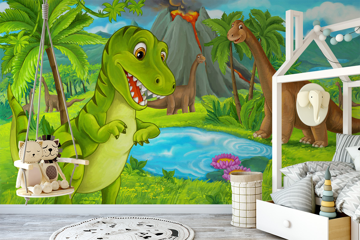 Dinosaurs & Lake Wall For Kids Mural
