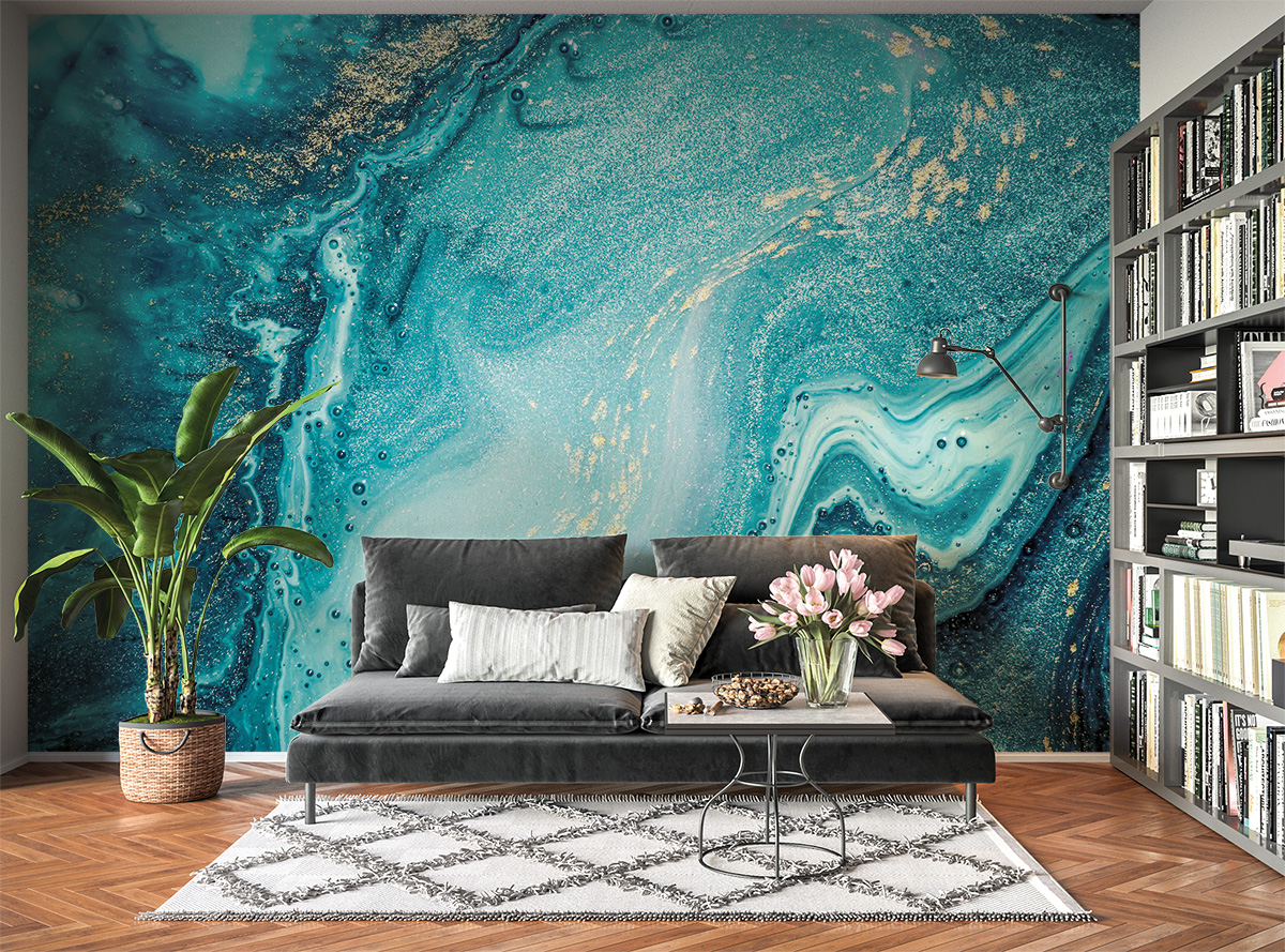 Natural Look Marble Effect Wall Mural Wallpaper Art - Blue Side Studio
