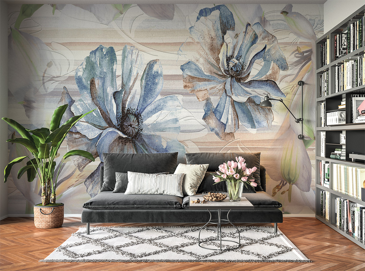 Unique Abstract Flowers Wall Mural Photo Wallpaper UV Print Decal Art Décor