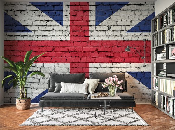 UK Flag Brick Effect Wall Mural Photo Wallpaper UV Print Decal Art Décor