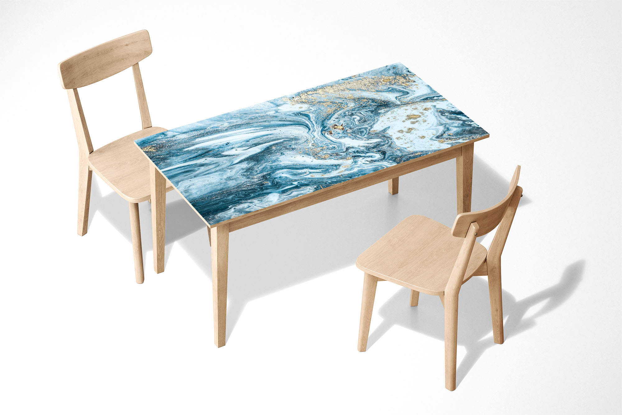 Blue Marble Texture Laminated Self Adhesive Vinyl Table Desk Art Décor Cover