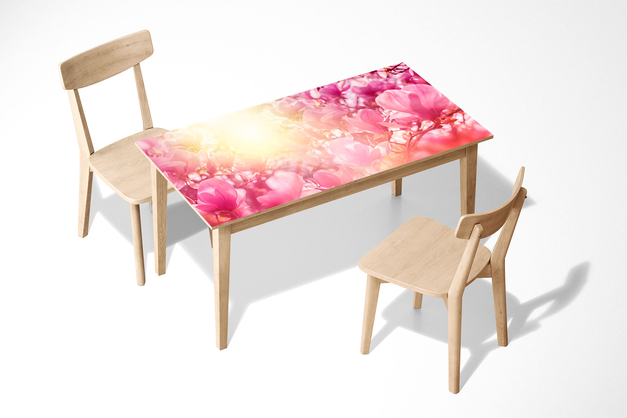 Pink Flowers Background Laminated Self Adhesive Vinyl Table Desk Art Décor Cover