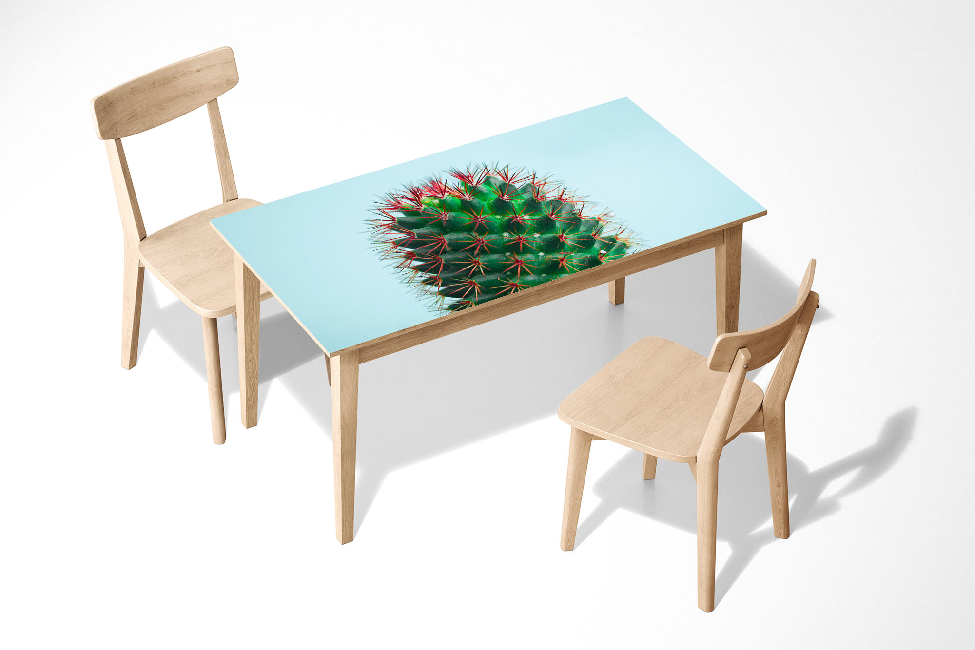 Green Cactus Laminated Self Adhesive Vinyl Table Desk Art Décor Cover