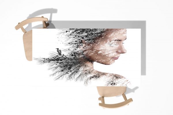 Abstract Woman Laminated Self Adhesive Vinyl Table Desk Art Décor Cover