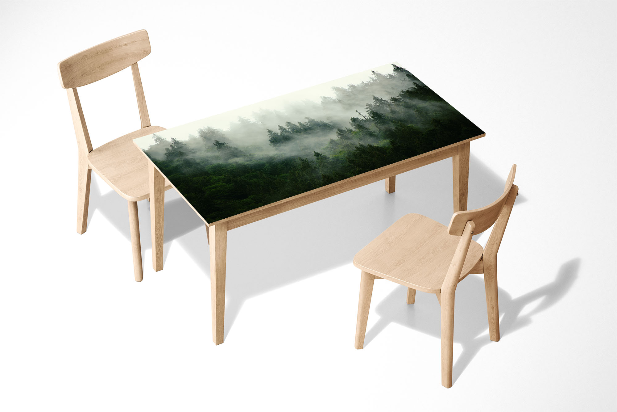 Forest in the Fog Laminated Self Adhesive Vinyl Table Desk Art Décor Cover