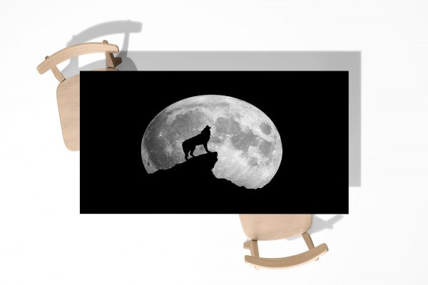 Wolf Howls to the Moon Laminated Self Adhesive Vinyl Table Desk Art Décor Cover