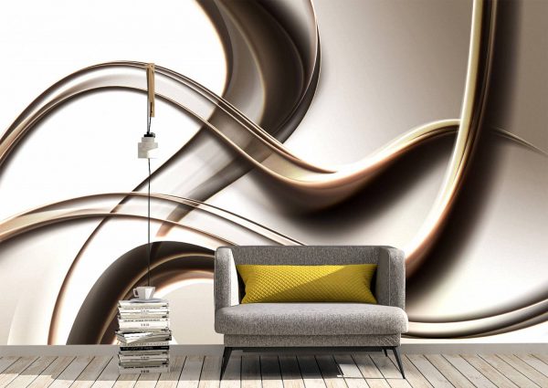 3D Abstract Gold Wave Design Wall Mural Photo Wallpaper UV Print Decal Art Décor