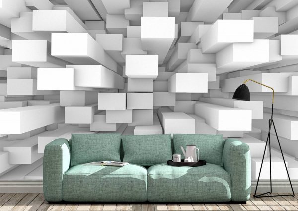3D Background of 3D blocks Wall Mural Photo Wallpaper UV Print Decal Art Décor