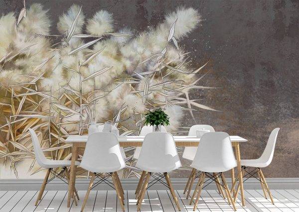 Reed painted on a grunge wall Wall Mural Photo Wallpaper UV Print Decal Art Décor