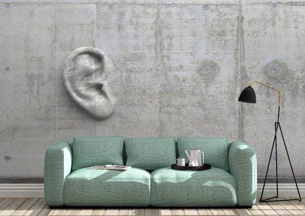 3D Ear in a Cement wall Wall Mural Photo Wallpaper