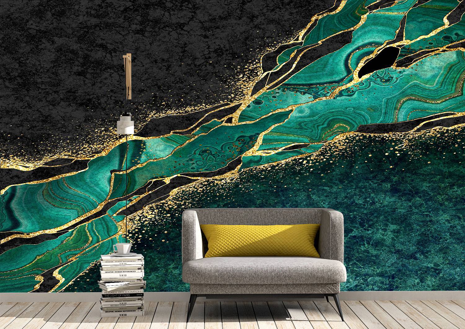 Green Marble with Gold Wall Mural Photo Wallpaper