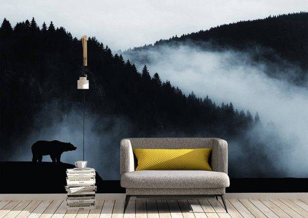 Bear in the Mountains Wall Mural Photo Wallpaper