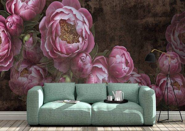 Flowers painted on a concrete Wall Mural Wallpaper UV Print Decal Art Décor