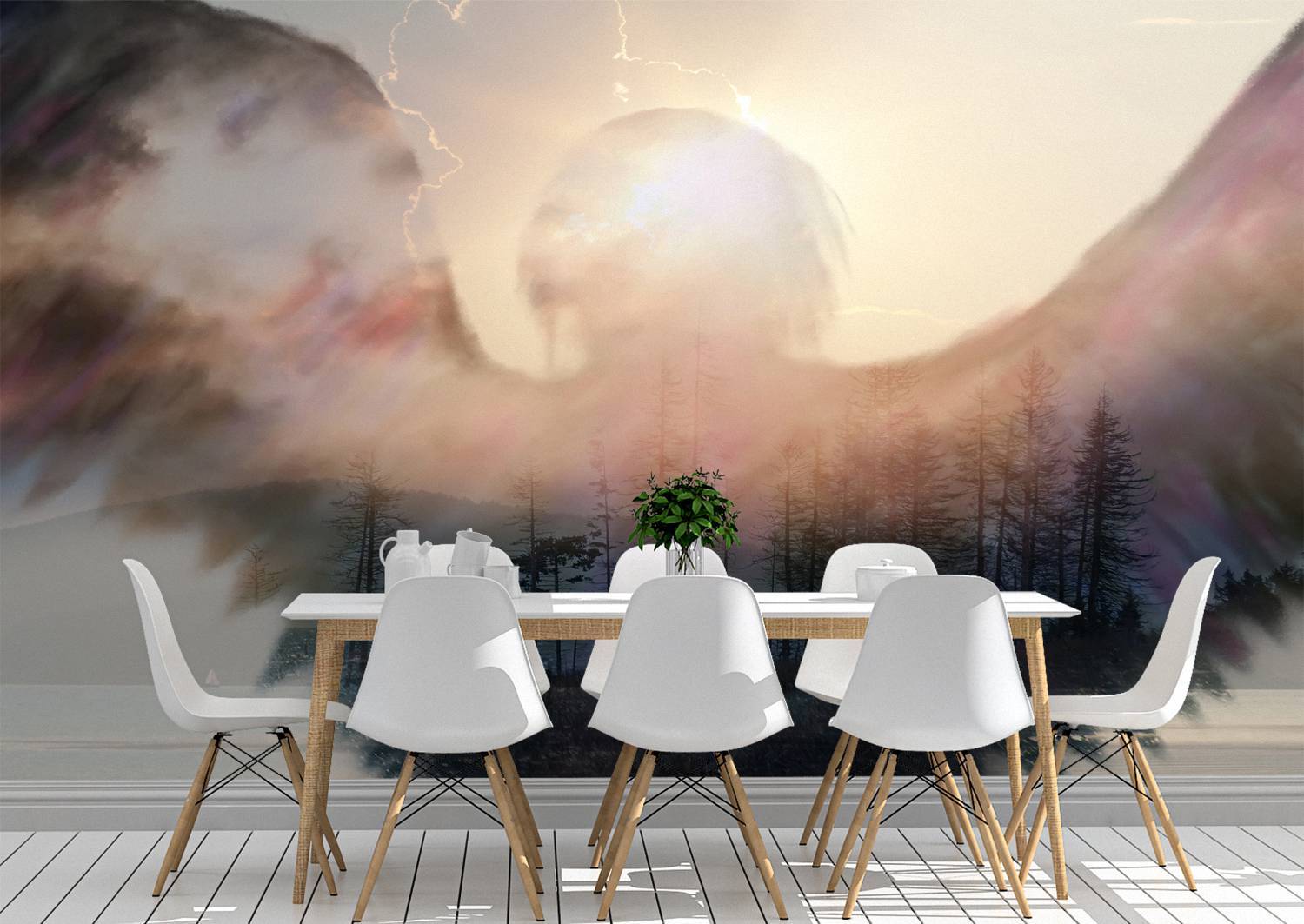 Angel Shadow over the Forest Wall Mural Photo Wallpaper UV Print Decal Art Décor