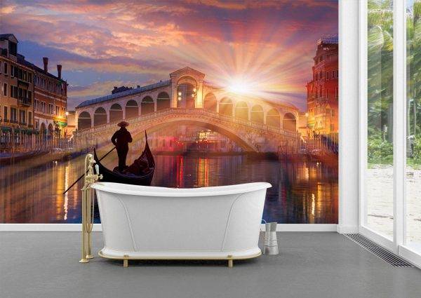 Megic Gondola & Sunset Wall Mural Photo Wallpaper UV Print Decal Art Décor