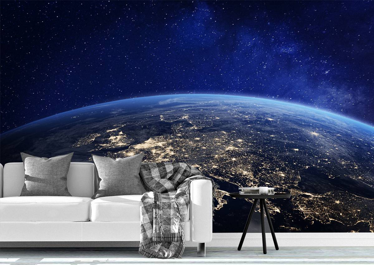 View of Europe from Space Wall Mural Photo Wallpaper UV Print Decal Art Décor