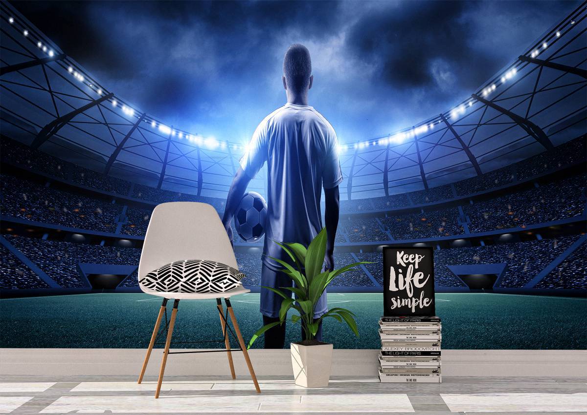 Football Player in the Stadium Wall Mural Photo Wallpaper UV Print Decal Art Décor