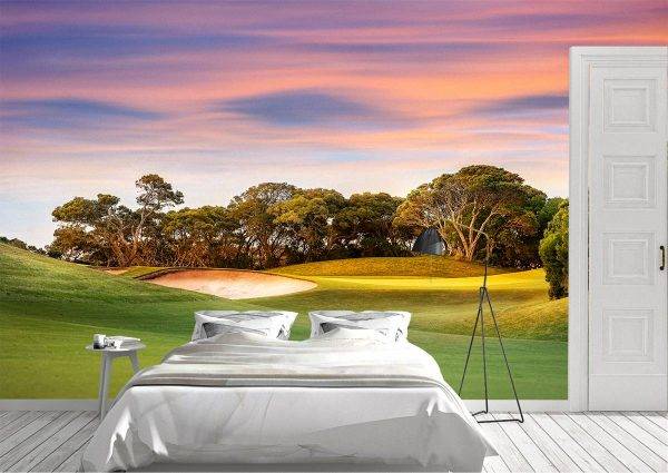 Golf Course at Sunset Wall Mural Photo Wallpaper UV Print Decal Art Décor