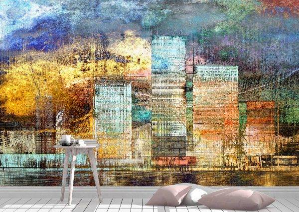 Artistic Painting of Skyscrapers Wall Mural Wallpaper UV Print Decal Art Décor