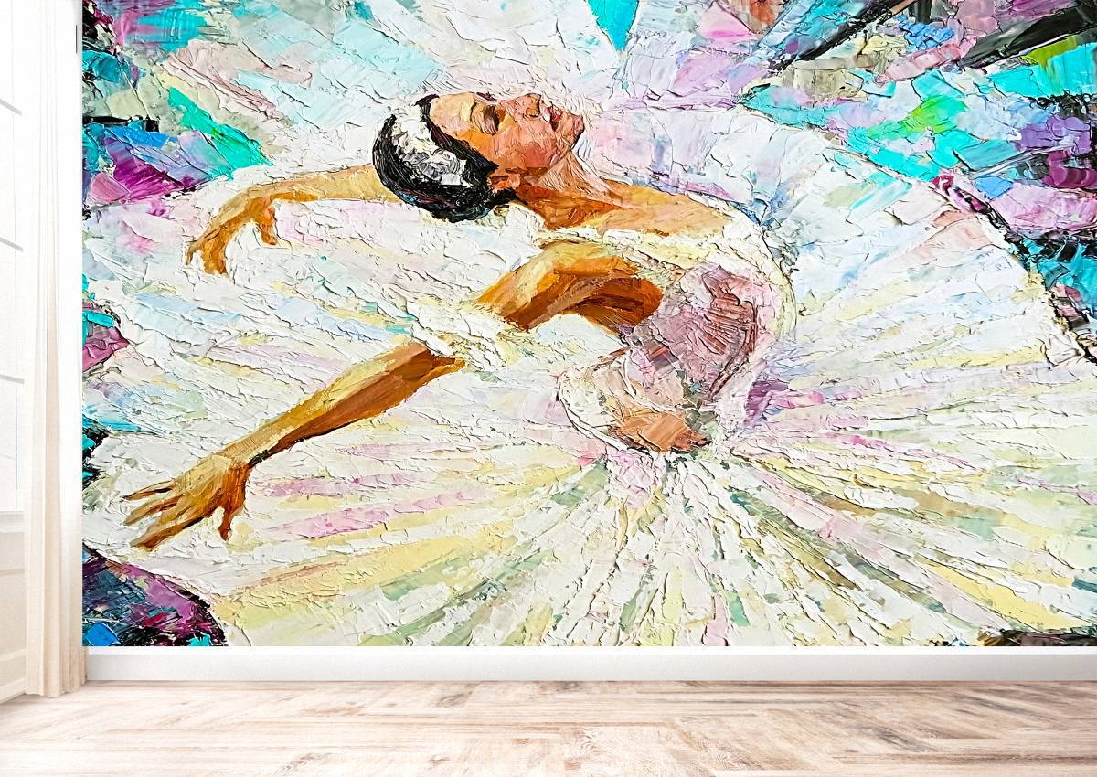 Ballerina & White Swan Wall Mural Photo Wallpaper UV Print Decal Art Décor