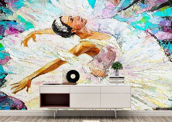 Ballerina & White Swan Wall Mural Photo Wallpaper UV Print Decal Art Décor