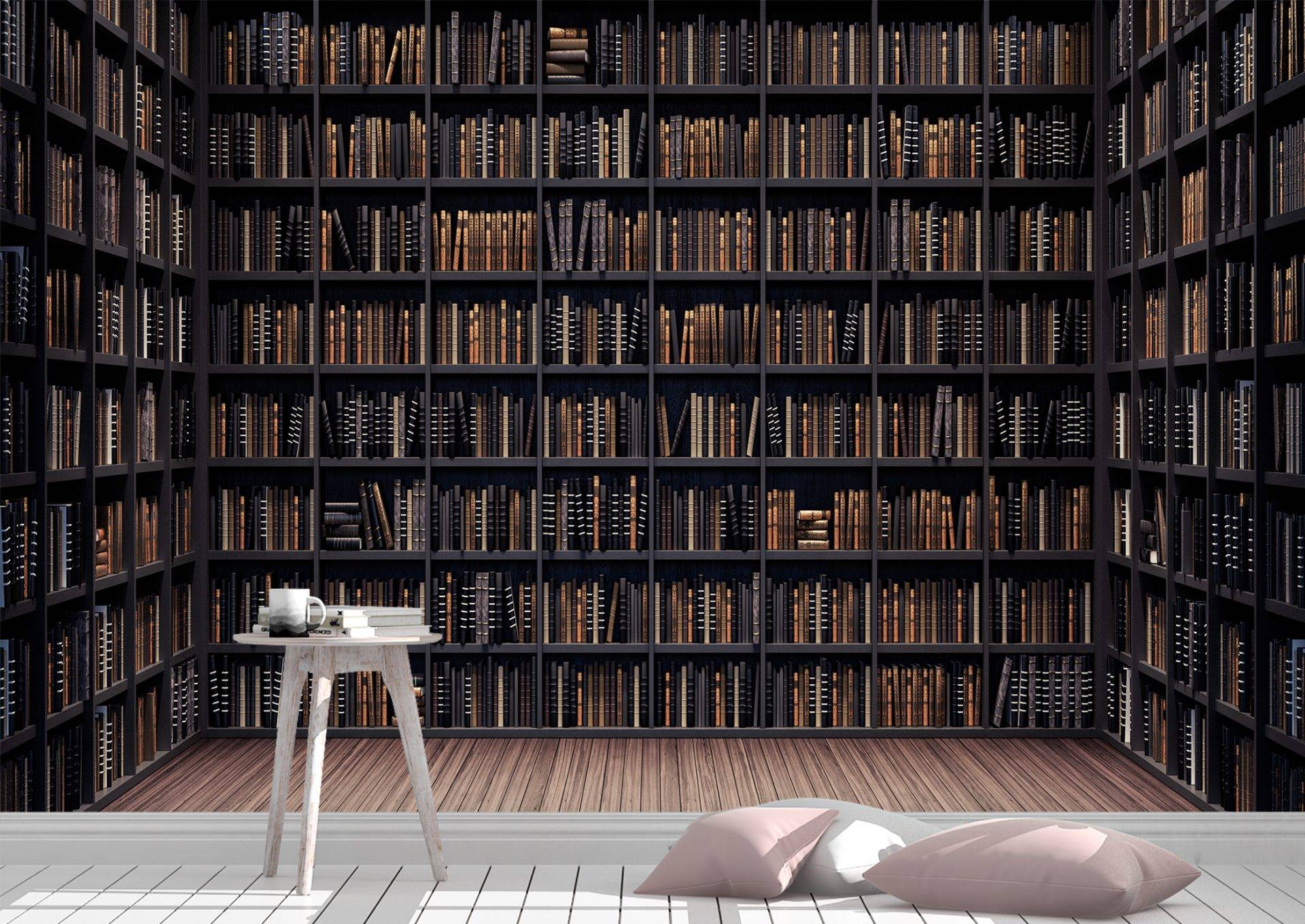 Bookshelves in the Library Wall Mural Photo Wallpaper UV Print Decal Art Décor