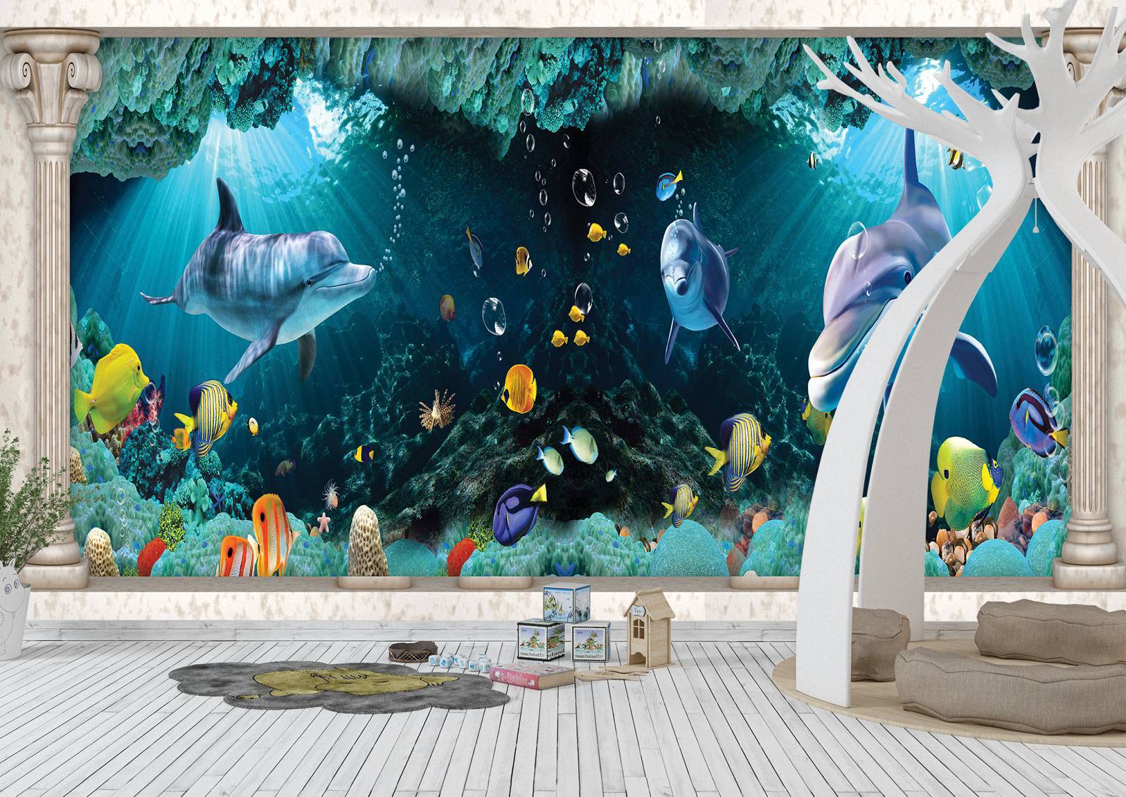 Underwater Fishes Live Theme Wall Mural Photo Wallpaper UV Print Decal Art Décor