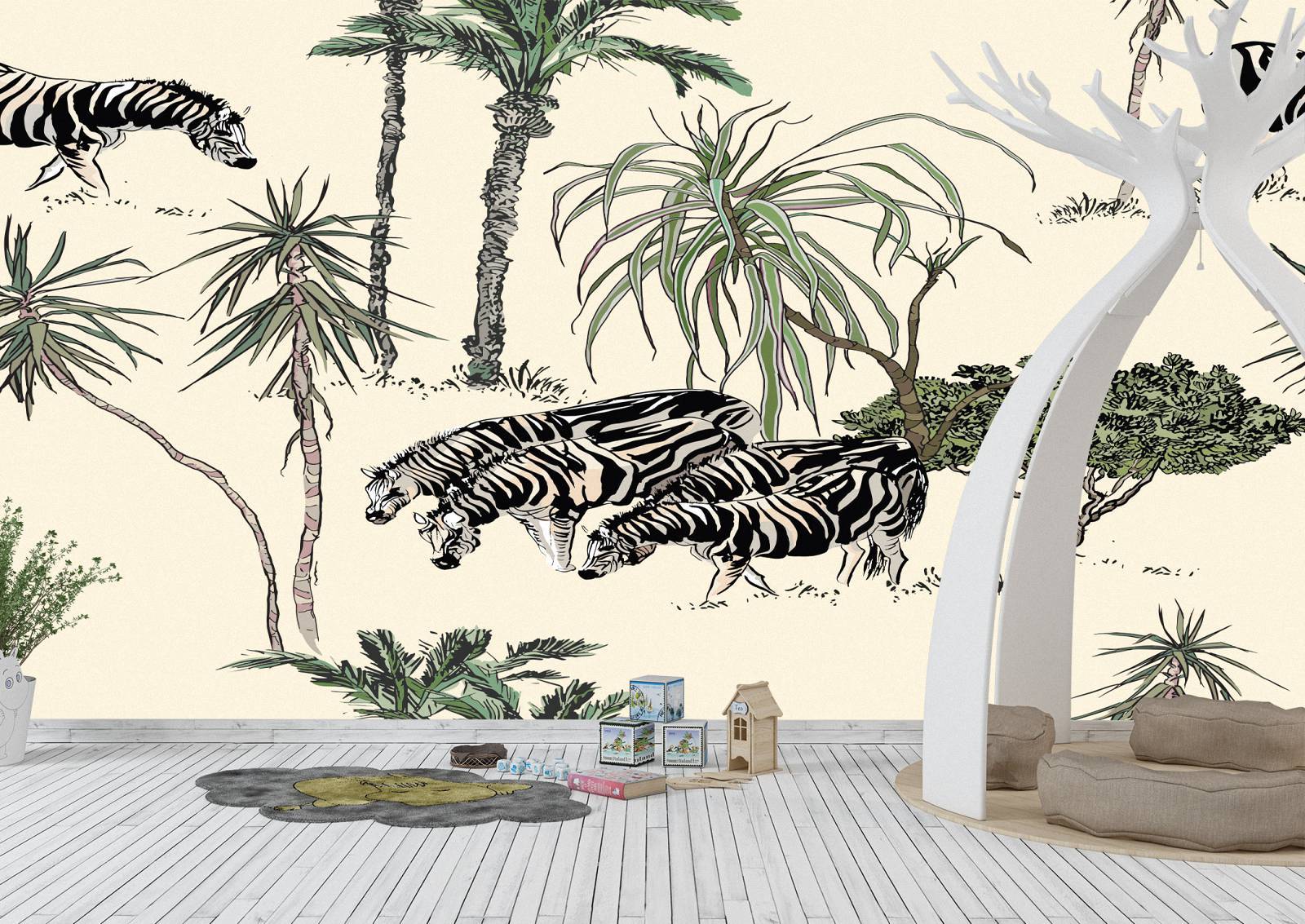 Zebras on Safari Kids Room Wall Mural Photo Wallpaper UV Print Decal Art Décor