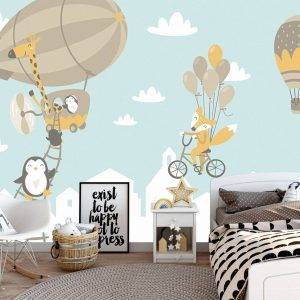 Funny Animals For Kids Wall Mural Photo Wallpaper UV Print Decal Art Décor