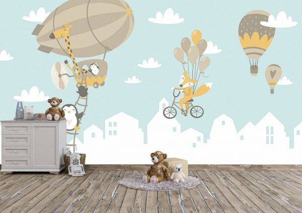 Funny Animals For Kids Wall Mural Photo Wallpaper UV Print Decal Art Décor