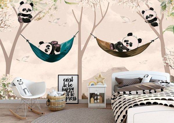 Cute Chilling Panda Kids Room Wall Mural Photo