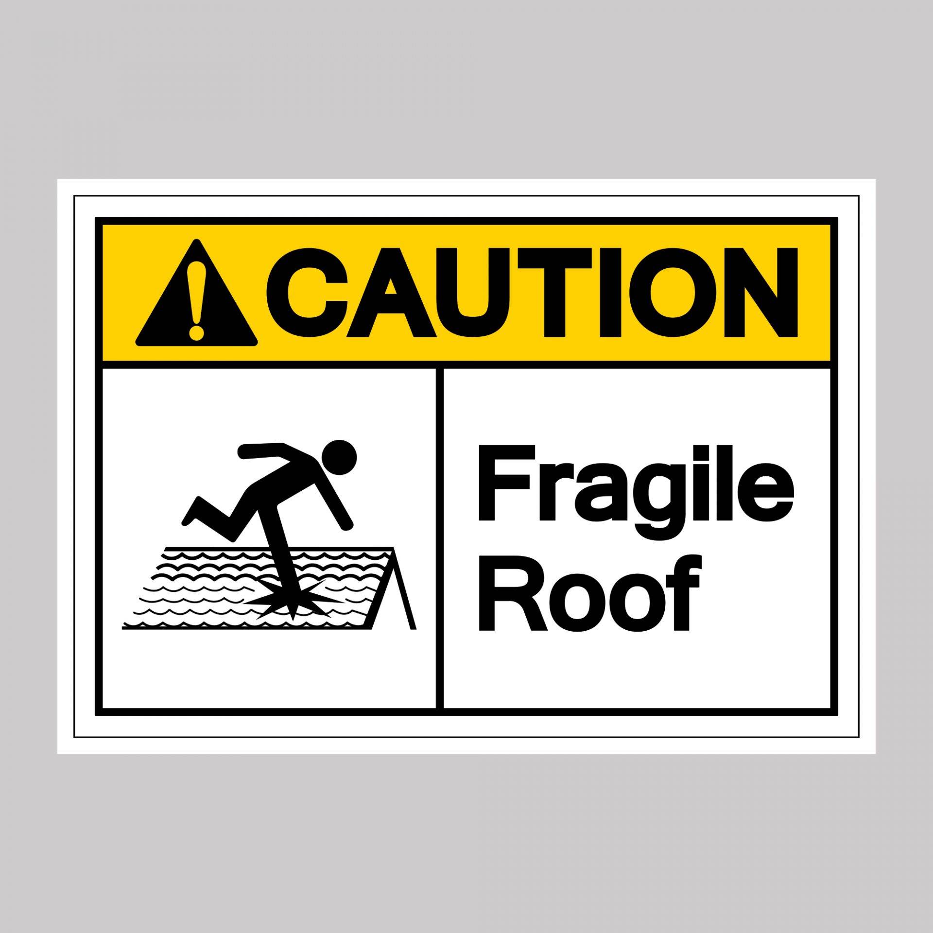 Caution Fragile Roof Safety Sign Board Vinyl Sticker Busines Indoor & Outdoor UK Product