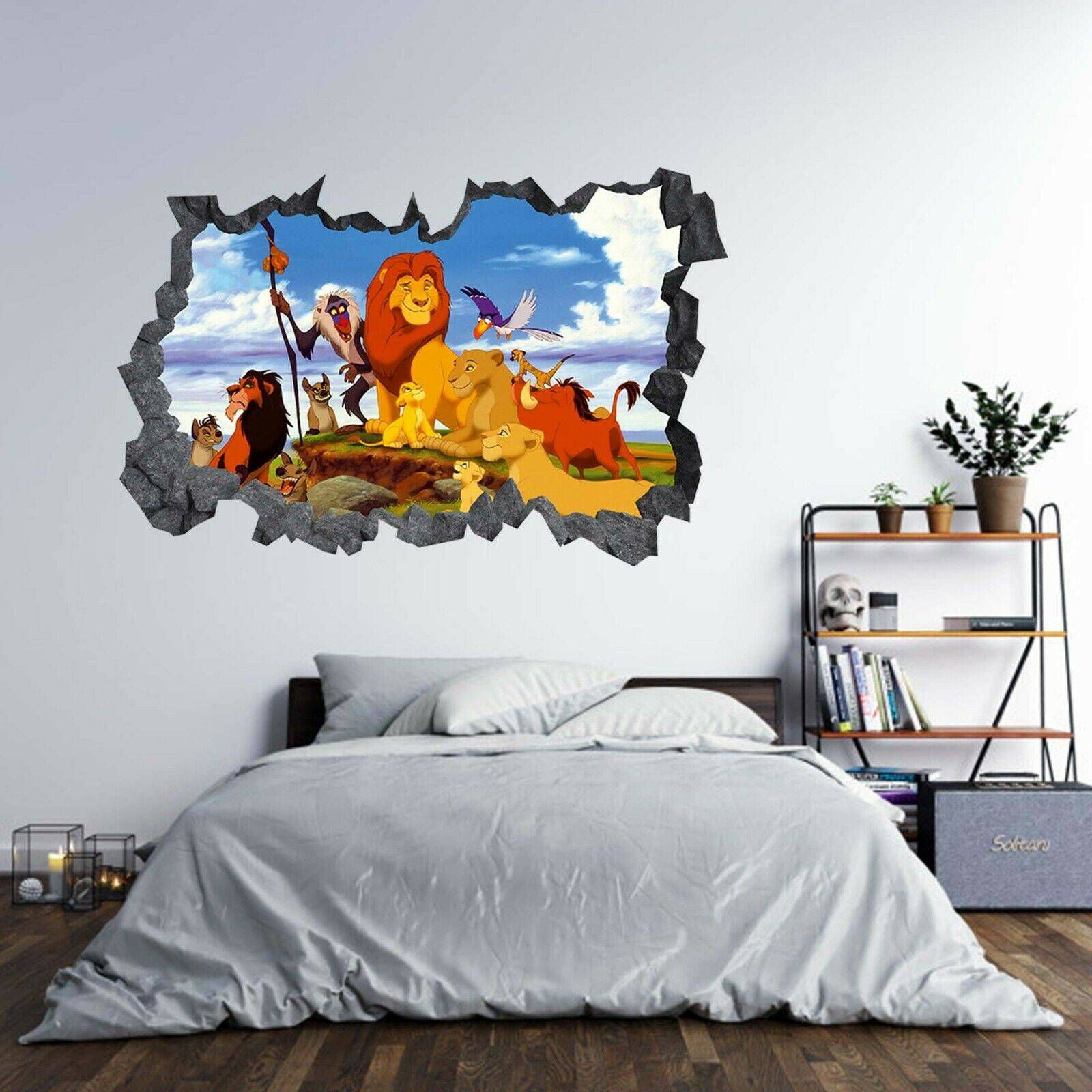 Lion King Characters 3D Hole in The Wall  Effect Wall Sticker Art Decal Mural 